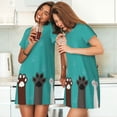 thumbnail image 4 of Vsdgher Motif Patte de Chat et Chien Mignon Chemise de Nuit à Manches Courtes Col Rond Robe de Nuit Mignonne à Volants Confortable, 4 of 6