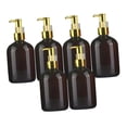 thumbnail image 2 of Dispensador de jabón líquido rellenable, botella con bomba de PET, accesorio de baño para cocina Marrón dorado 300 ml, 2 of 9
