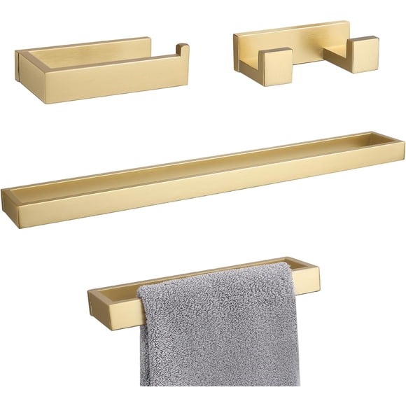 EcoNesxp Towel hook toilet paper holder towel rack stainless steel bath towel bar set brushed gold including towel bar bathroom hardware accessories set brushed gold 4-piece bathroom hardware set