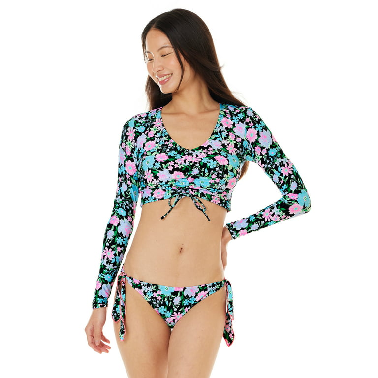 Celebrity Pink Women's Garden Floral Swim Top with Long Sleeves