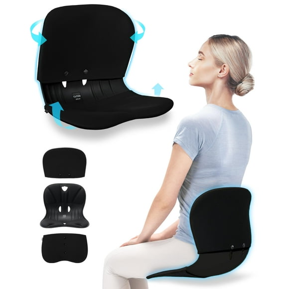 Juego de fundas curble Wider (ancho estándar): silla con soporte lumbar y funda desmontable, corrector de postura lumbar, alivio del dolor de espalda (negro)