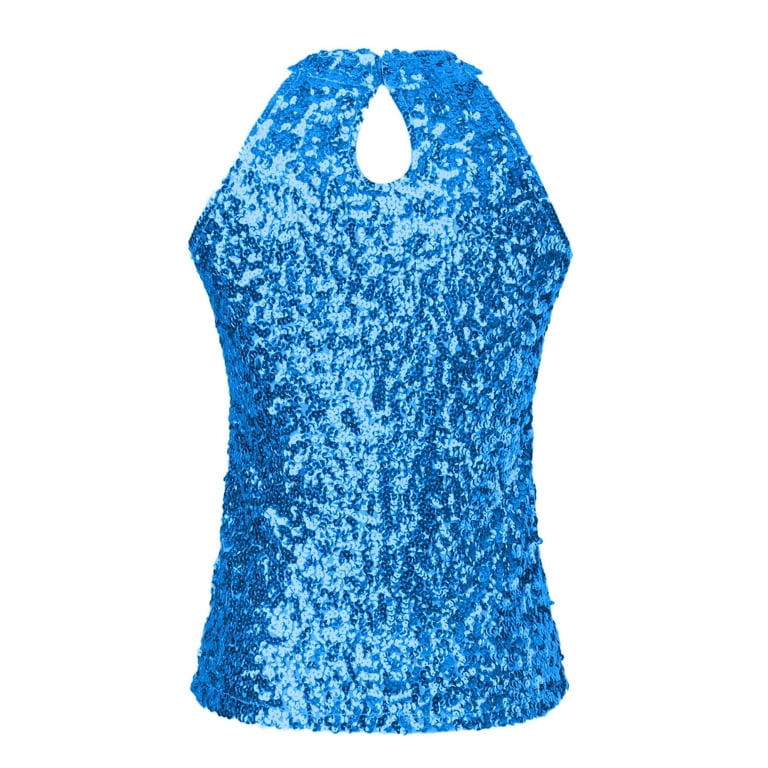 AWZXDE Women Sequin Halter Neck Top Double Sparkly Reversible