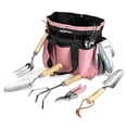 thumbnail image 2 of 8-Piece Pink Garden Tool Set Stainless Steel Gardening Tools with Wood Handle Including Garden Tote Gloves Trowel Hand Weeder Cultivator and More Gardening Gifts For Women - Pink Ribbon, 2 of 8