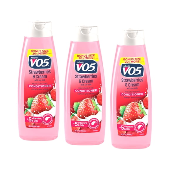 Alberto VO5 Strawberries & Cream Moisturizing Conditioner with Soy Milk 15 fl oz (Pack of 3)