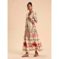 thumbnail image 4 of Multicolor 2 Floral Lace Patchwork V-Neck Long Sleeve Boho Maxi Dress, 4 of 13