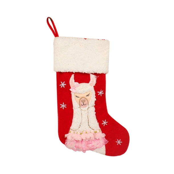 Yuarrent Calcetines de Navidad Bolsillo colgante de tela Regalo personalizado grande Bolsa de dulces Árbol para el hogar Nueva de comedor Ornamento Kits de decoración para fiestas Rosado Yuarrent HA070795-02