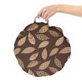 thumbnail image 2 of Leaves Round Floor Cushion with Handle, Autumn Leaves Pattern in Earth Tones, Decorative Pillow for Living Room & Dorms, 18" Round, Cocoa Champagne, by Ambesonne, 2 of 4