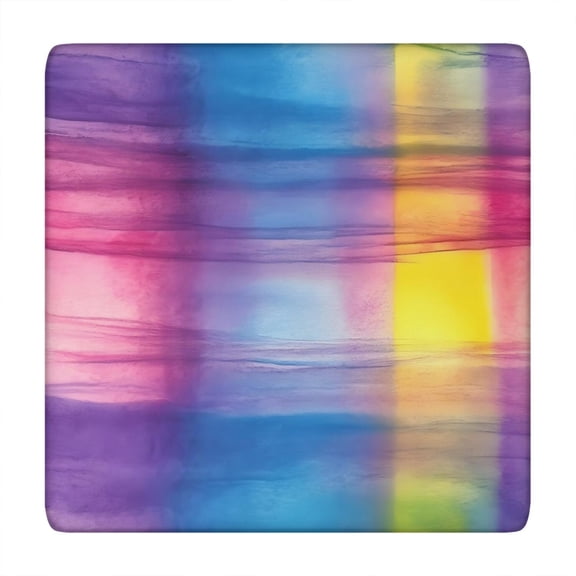 Colorful Watercolor Stripe Pattern Square Fitted Tablecloth with Elastic Edge,Square Table Cover,Washable Elastic Table Cover for Home Kitchen Party Decor 34"x34"