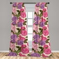 thumbnail image 4 of Ambesonne Floral Curtains, Roses Retro Abstract Plot, Pair of 28"x84", Pale Purple and Pastel Pink, 4 of 5