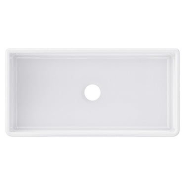 Winpro  Farmhouse Apron Front Fireclay 36" x 18" x 10" Plain Single Bowl Kitchen Sink with Center Drain in White