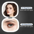 thumbnail image 5 of Compact LED Magnifying Travel Makeup-Mirror - 3.5 inches 1X/10X Magnification Small Hand Pocket Dimmable Double Sided USB Rechargeable Touch Screen, Portable Tabletop Cosmetic (Black), 5 of 7