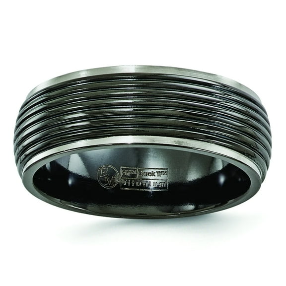 Edward Mirell Titanium Black Ti Ribbed 8mm Band EMR122