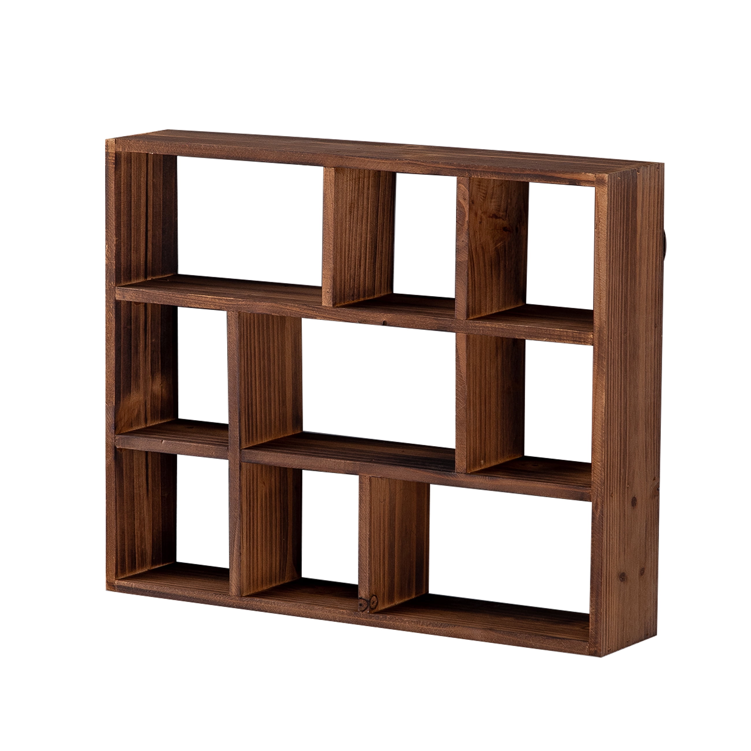 SOFE Rustic Brown 9-Cube Shelves for Wall Floating Shelves, Compartment Large Shadow Box Frame, Wall Mounted Curio Cabinet, Shadow Box with Shelves, Knick Knack Display Shelf