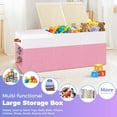thumbnail image 5 of Extra Large Toy Storage Box with Lid, Collapsible Sturdy Toys Chest Storage Organizer Bin Basket with Divider, Boys, Girls, Closet, Playroom, Bedroom, Nursery, 40"X14"X16", Beige & White, 5 of 14