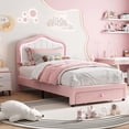 thumbnail image 3 of CazToi Twin-XL Size Upholstered Platform Bed Frame with LED Headboard & Storage Drawer No Box Spring Needed, 3 of 7
