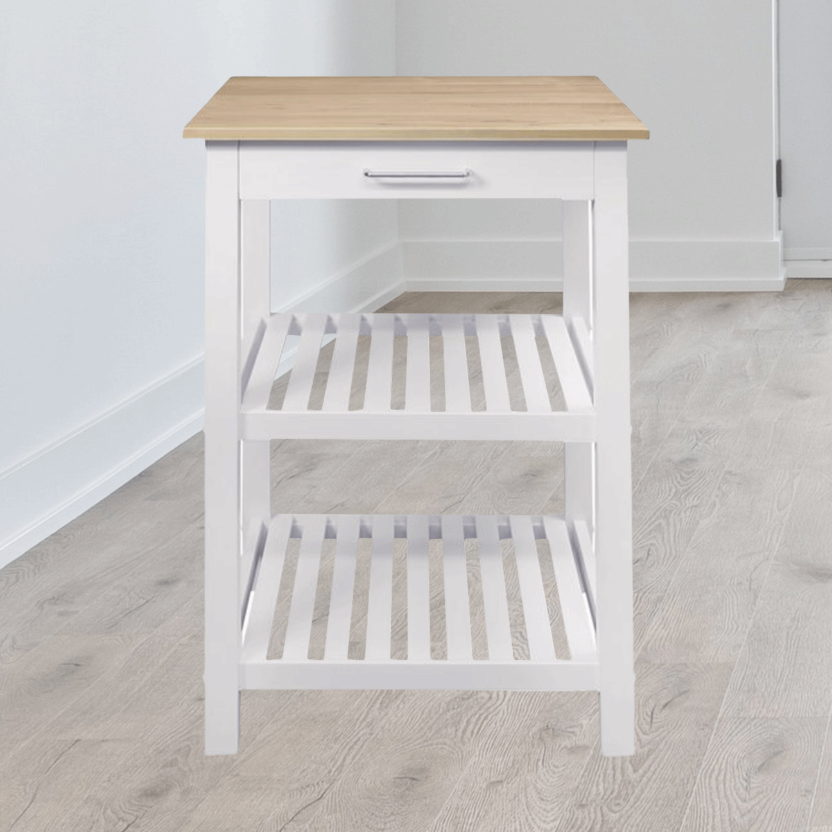 Modern Kitchen Trolley Island Farmhouse Kitchen Cart with Drawer, 2