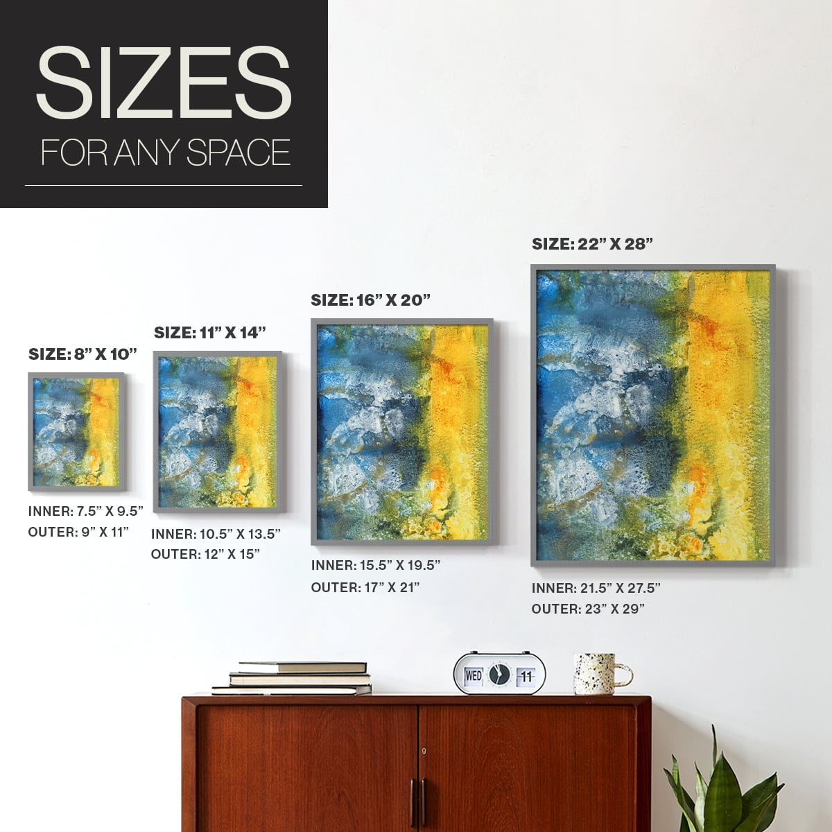 Aquatic Energy II Framed Print in Gray Solid Wood Framed Print No Nail Hanging