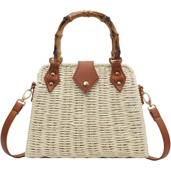 Cross Body Handbags for Women Straw Woven Beach Bag 2024 Summer Handmade Purses Wicker Rattan Bag Holiday