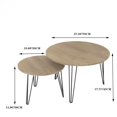MOONRIVER Antique Nesting Coffee Table Set 2 Circular Wooden & Metal