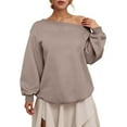 thumbnail image 2 of One Shoulder Sweatshirts for Women 2025 Long Sleeve Lightweight Plain Sweatshirt Pullover Tops Fall Outfits, 2 of 6