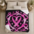 thumbnail image 5 of Pink Ribbon Heart Support Breast Cancer Awareness, Cozy Typography Art Scene, Warm Flannel Blanket for Living Room and Reading Nook, Art Lovers Valentine's Day Gift, Artistic Home Decor, 5 of 9