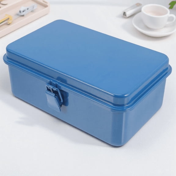 SEWOART Blue Iron Tool Box Storage Container Portable Durable Organizer
