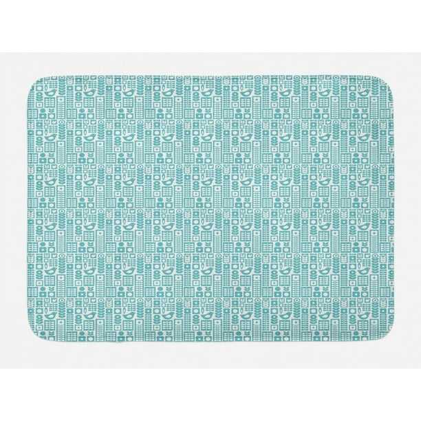 Nordic Bath Mat, Scandinavian Folk Ornaments with Modern Design