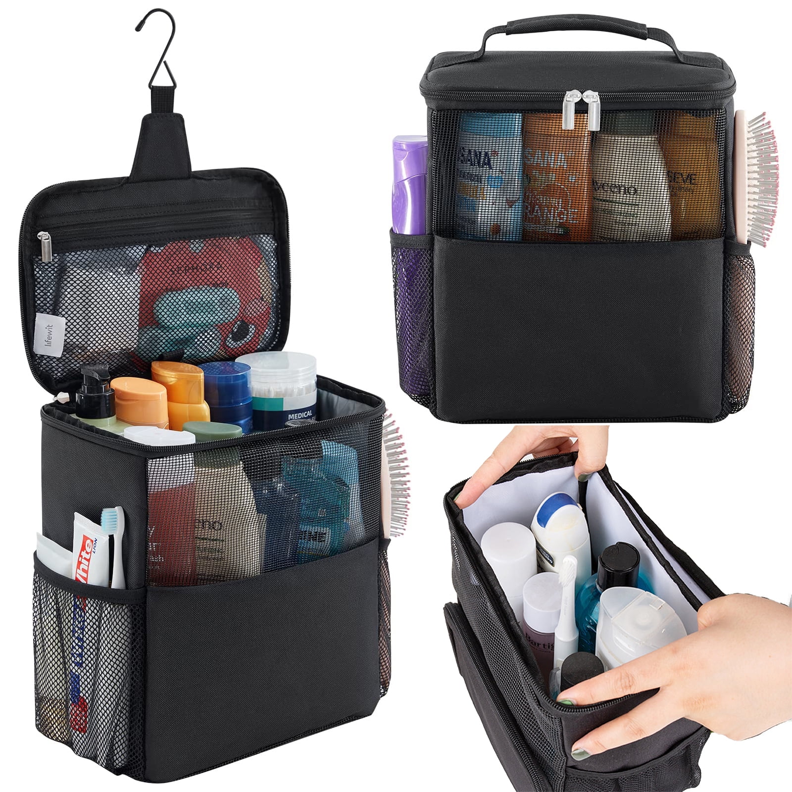 LANLIN Shower Bag for Bathroom, Gym, Travel, Camping, Portable Mesh