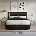 thumbnail image 3 of CraftPorch  Velvet Tufted LED Light Platform Storage Bed Grey Queen, 3 of 5
