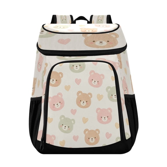Large Capacity Insulated Cooler Backpack Waterproof Thick Thermal Lunch Bag for Picnic Camping Hiking Beach Travel Bear Beige Sweet