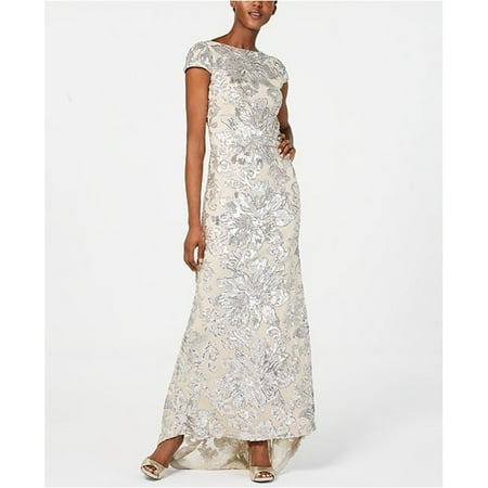 Calvin Klein Women's Embellished Cowl-Back Gown, Nude, 4