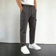 thumbnail image 2 of CONZONE Kids Boys Uniform Cargo Pants Wide Leg Baggy Chino Pants for Boys Elastic Waist Drawstring Back To School Outdoor Joggers with Pockets, 2 of 8