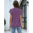 thumbnail image 2 of Womens Dressy Casual Tops Ruffle Short Sleeve V Neck Shirts Elegant Business Work Blouse  XL, 2 of 6