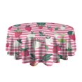 thumbnail image 5 of Strawberry Plants Fruit Leaf Stripe Round Tablecloth 60"x60",Wrinkle Wipeable Table Cloth for Kitchen Dining Room Picnic Patio Party, 5 of 6
