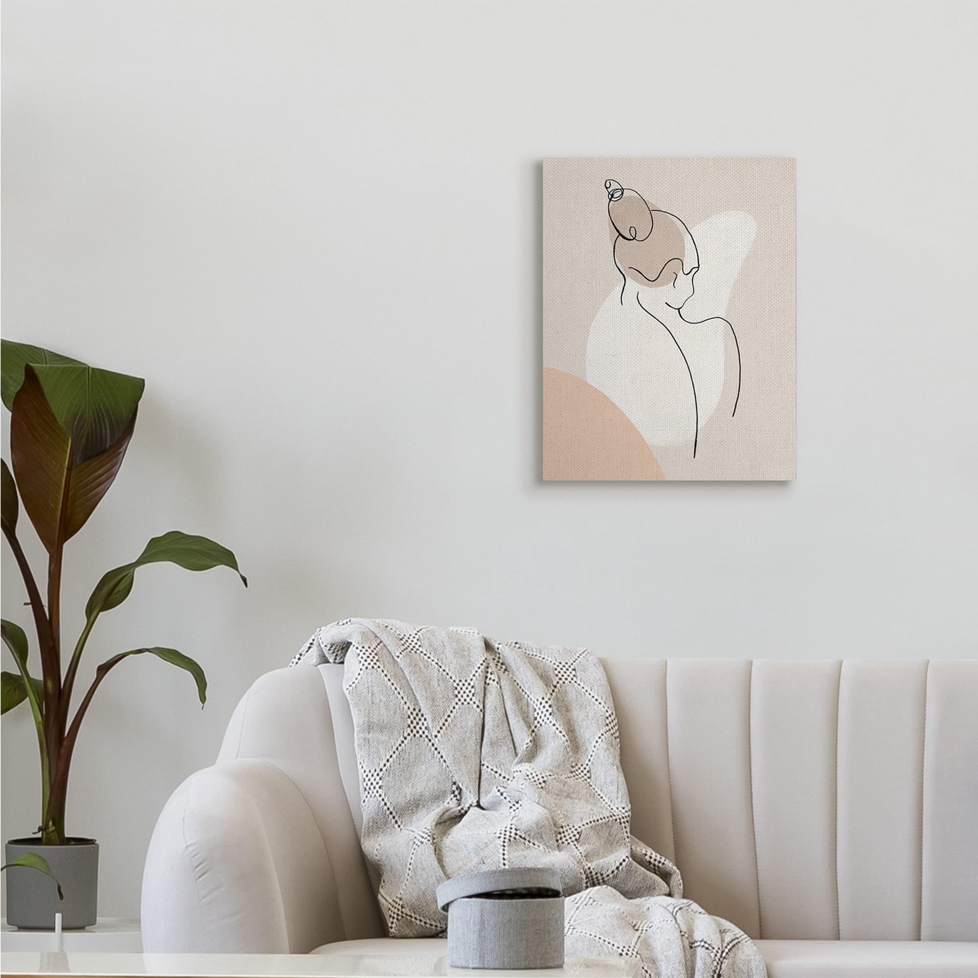 Stupell Industries Abstract Female Line Drawing over Abstract Shapes,30 x 40,Designed by Patricia Pinto