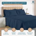 thumbnail image 6 of Casa Platino 600 TC 100% Cotton California King Bedding Sheets Set, Soft & Comfy, Sateen Weave, Fully Elasticized, Machine Wash - Estate Blue, 6 of 8