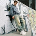 thumbnail image 7 of Boys Vintage Washed Wide Leg Jeans, Kids Streetwear Distressed Denim Pants, Loose Fit Baggy Jeans for Casual Skate Wear(Blue,14-15 Years), 7 of 7