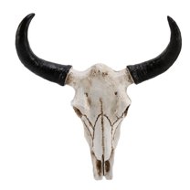 Rollbacks & More Resin Cow Skull Head Wall Hanging Decor 3D Animal Wildlife Sculpture Figurines Crafts Horns for Home Halloween