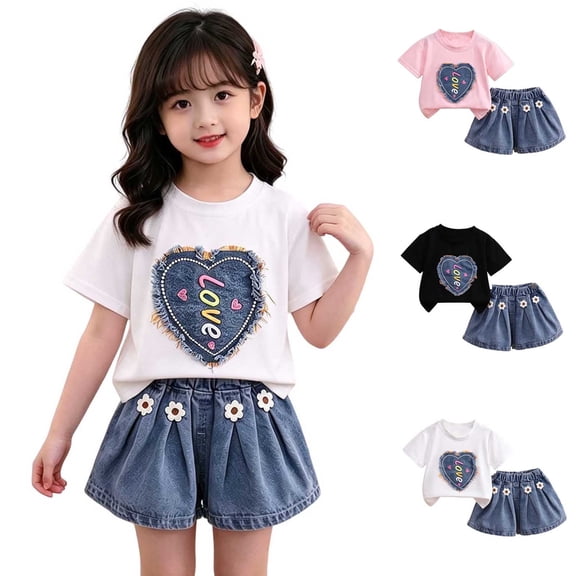 Vornjynx Girls Outfits 2 Piece Graphic Cotton T-Shirt and Pleated Shorts Trendy Summer Cute Clothes White Size 11-12