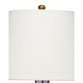 thumbnail image 3 of Benjara Navi 17 Inch Table Lamp, White Linen Drum Shade, Blue Glass Curved Body, 3 of 5