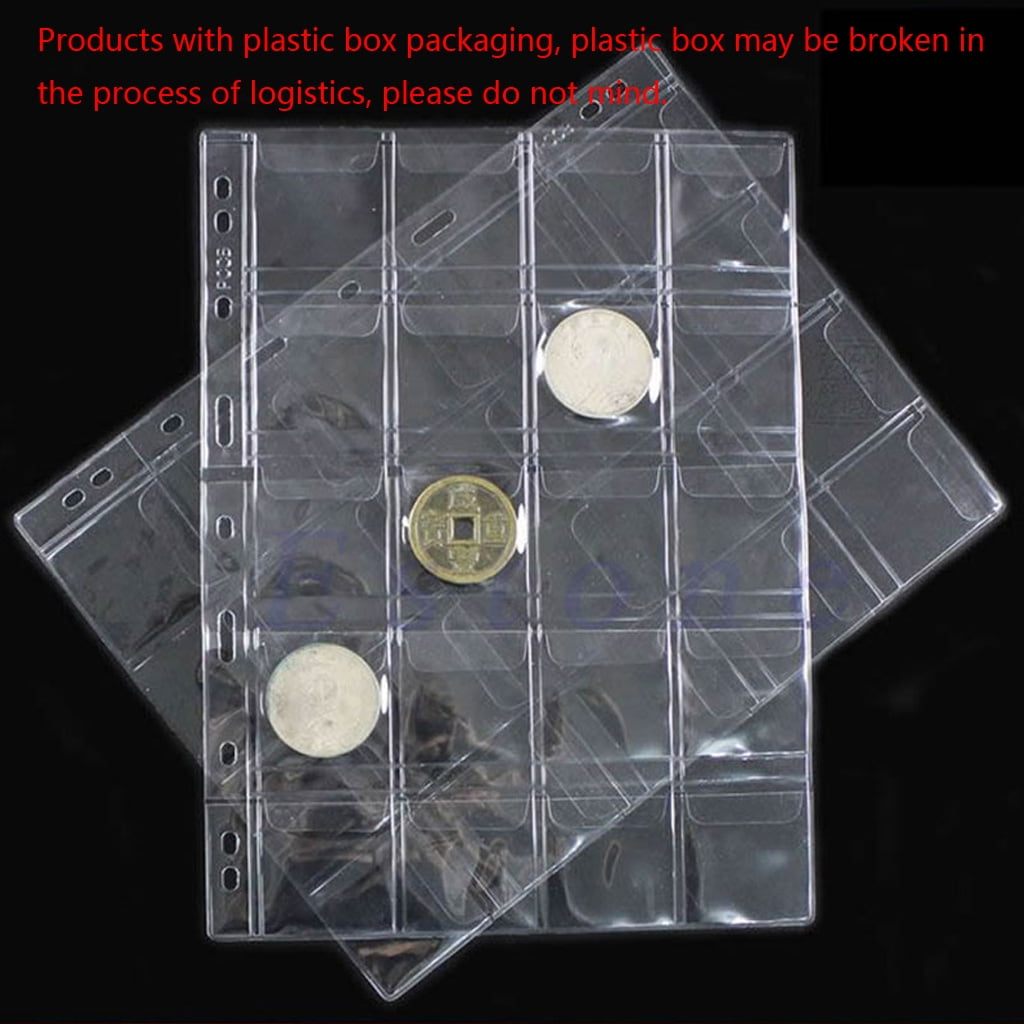 Details about   1X Clear 20 Pockets Plastic Coin Holders Storage Collection Money Album Case 