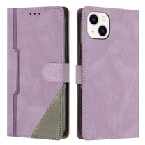 SaniMore Wallet Case for iPhone 14 Plus, Magnetic PU Leather [RFID Blocking] Card Slot Wrist Strap Folio Cover with Kickstand & Wireless Charging TPU Shockproof Interior Cover, Purple