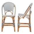 thumbnail image 3 of bali & pari Genica Navy and White Weaving and Rattan 2-Piece Counter Stool Set, 3 of 6
