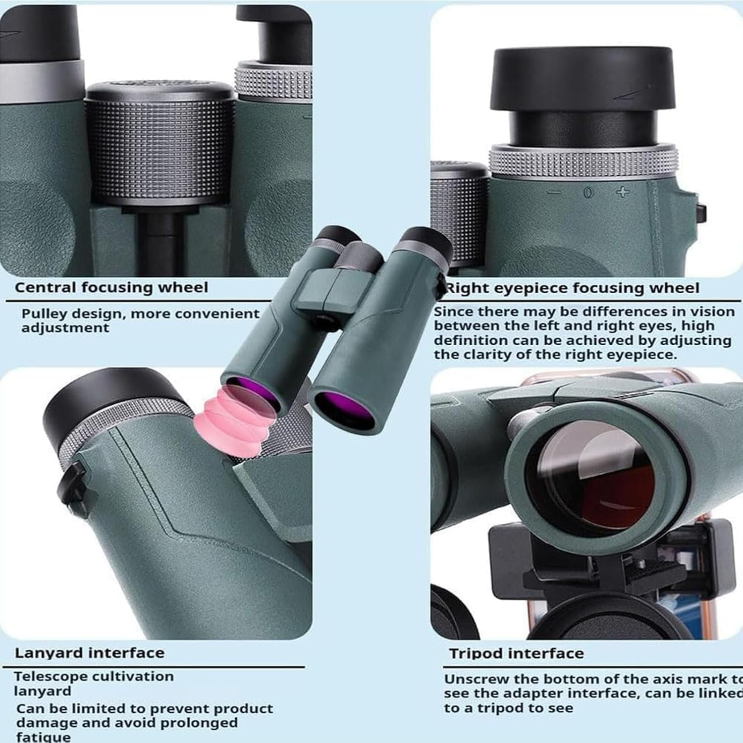 Puruxe Binoculars for Adults High Powered, Puruxe 10×42 HD Binoculars, Premium Optical Clarity, High-Powered Magnification for Bird Watching, Hiking, Cruise, Travel Army green