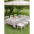 thumbnail image 4 of Outdoor Tablecloth with Umbrella Hole for Patio/Picnic/Party/Camping, Summer Beach Waterproof Table Cloth Rectangle Table Cover Washable, Pink Starfish Ocean Conch Grey Wood Grain (60"x 120"), 4 of 9