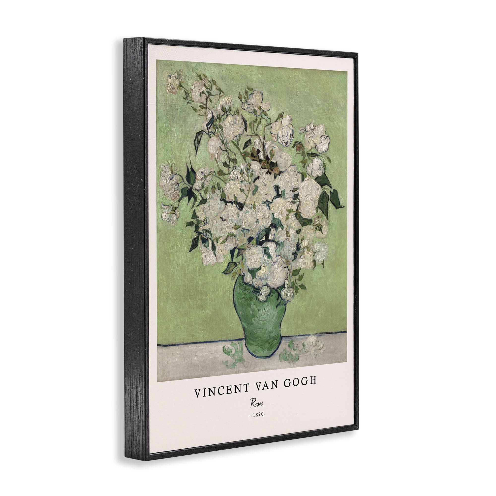 Stupell Industries Classic Roses Van Gogh Black Framed Giclee Art, design by Vintage Hustle