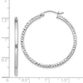 thumbnail image 4 of Auriga 925 Sterling Silver Rhodium-plated Diamond-cut 2x35mm Square Tube Hoop Earrings for Women, 4 of 6
