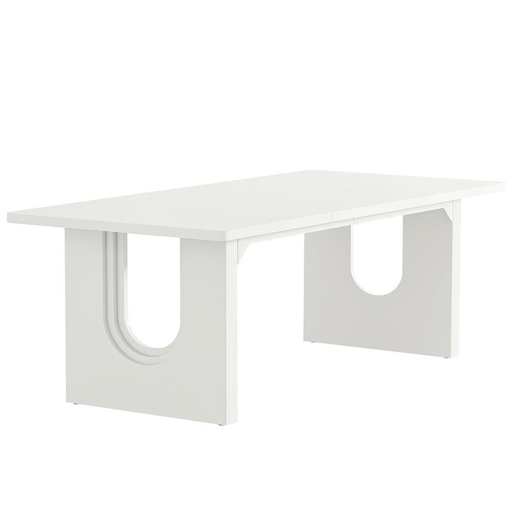 Topcobe 71" Executive Desk, Modern Computer Desk with Wood Double Pedestal Base, Modern Furniture for Indoor, White