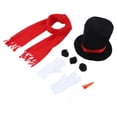 thumbnail image 3 of Kit de disfraz de muñeco de nieve: disfraz de invierno escarchado, sombrero de copa, bufanda con nariz de zanahoria, guantes y pompones - Suministros para disfraces de cosplay, 3 of 7
