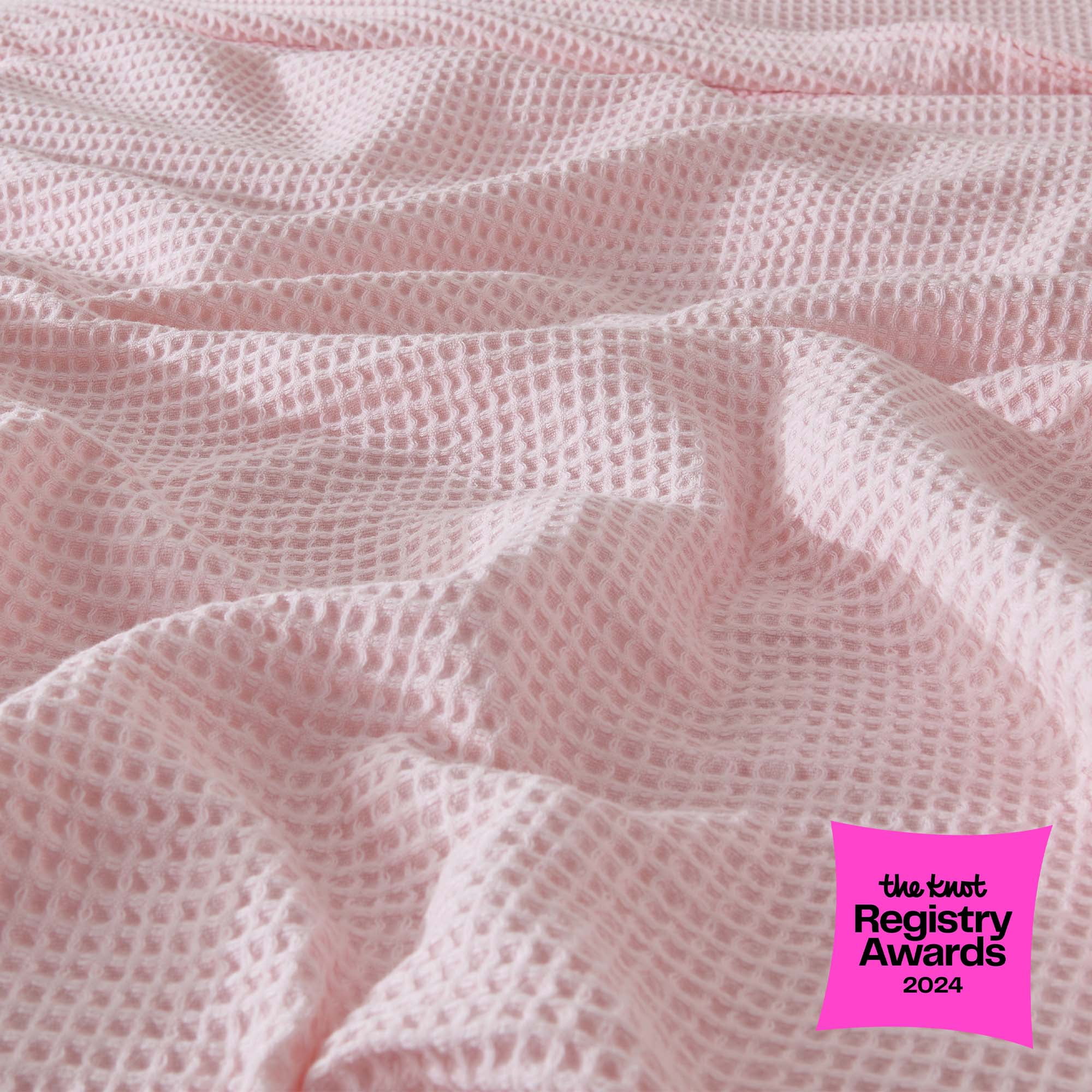 Great Bay Home All-Season Waffle Cotton Bed Blanket 102x90 (King, Blush Pink)